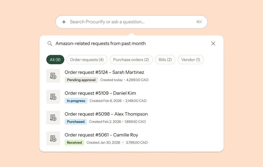 Procurify Software Screenshot - AI procurement search